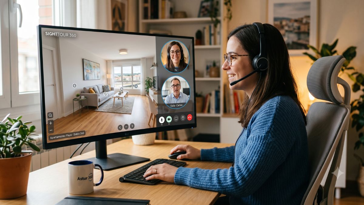Videollamada guiada sobre un tour virtual 360